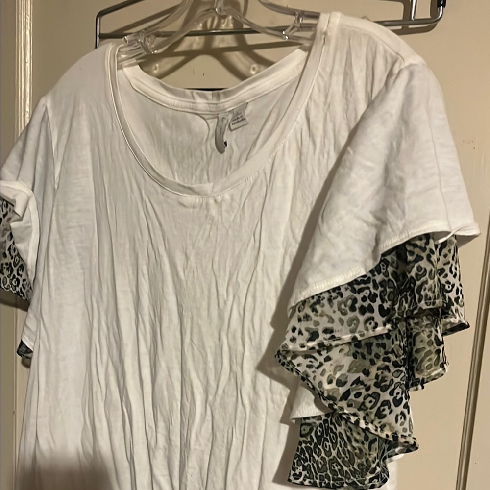 White Ruffle Sleeve Top